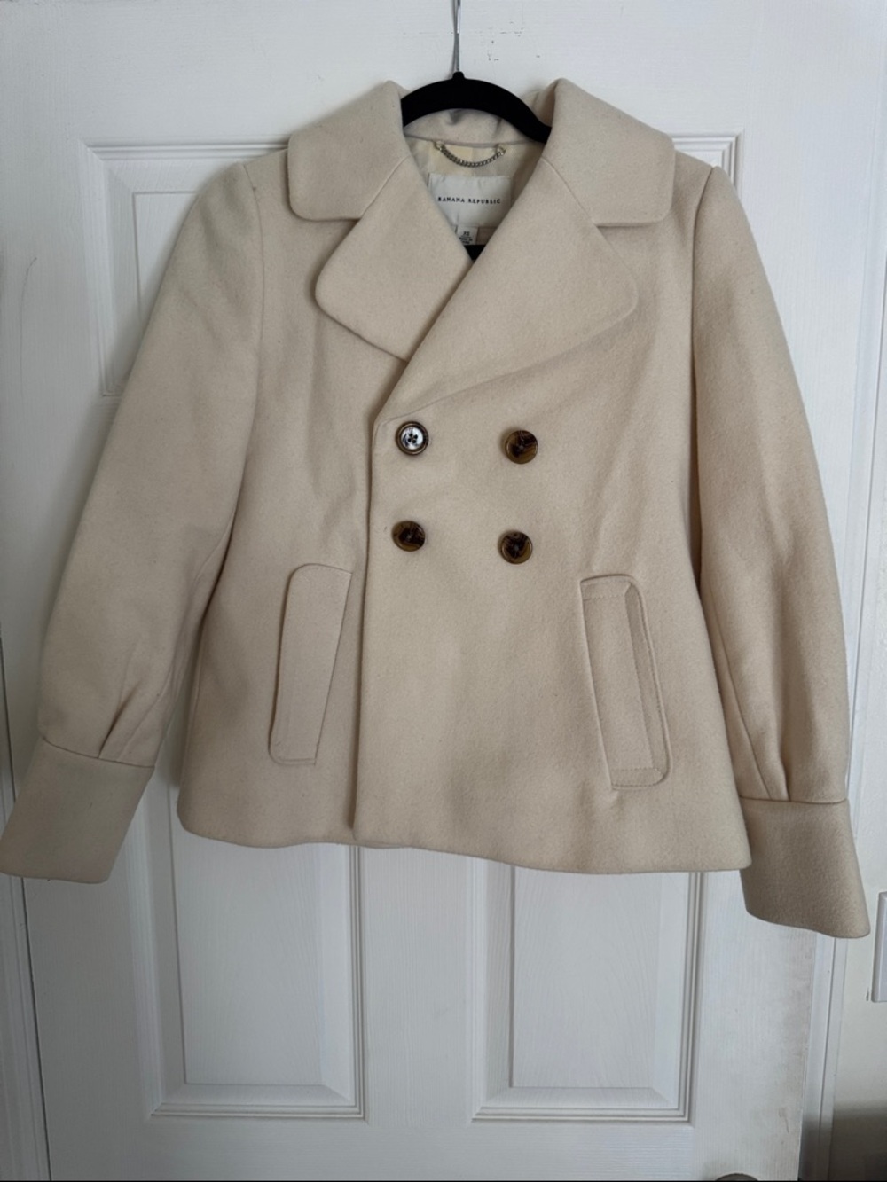 Banana Republic Off-White Double-Breasted Peacoat XS